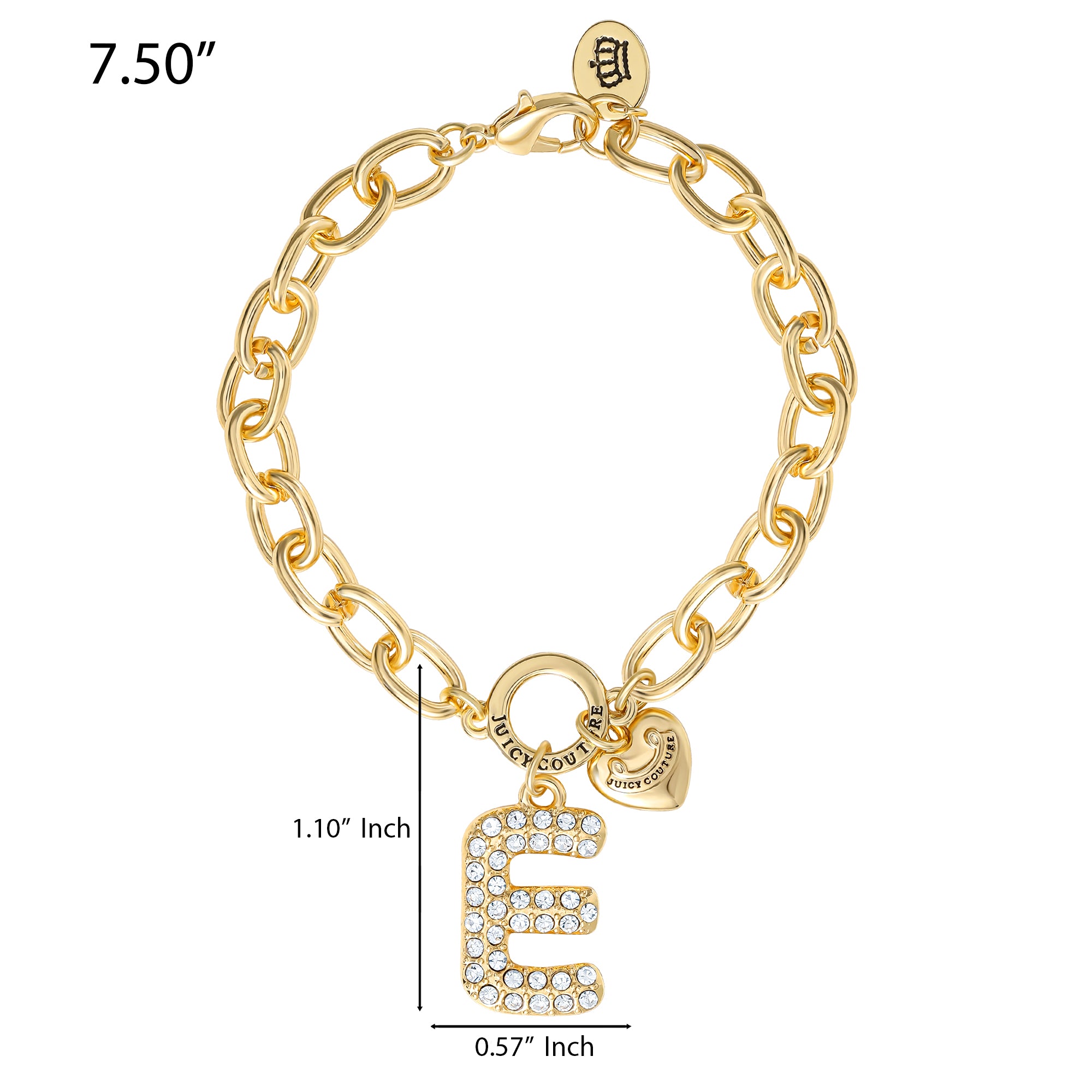 Pavé Initial Charm Bracelet. Letter E - Image 2