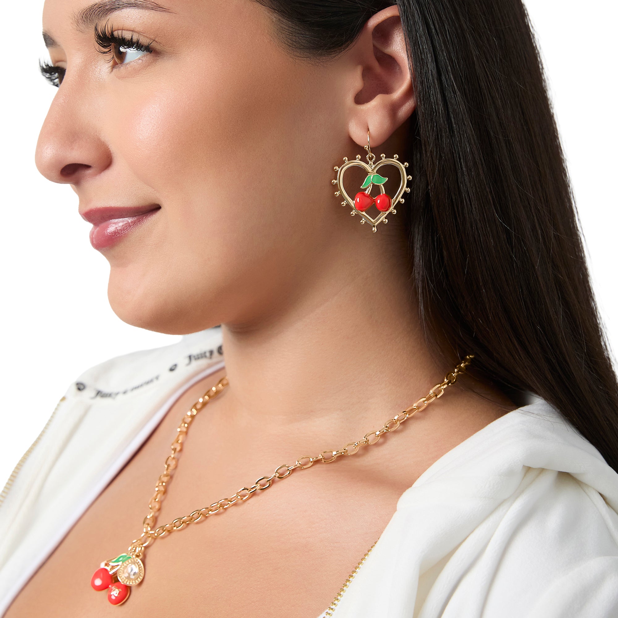 Cherry Heart Drop Earrings - Image 2