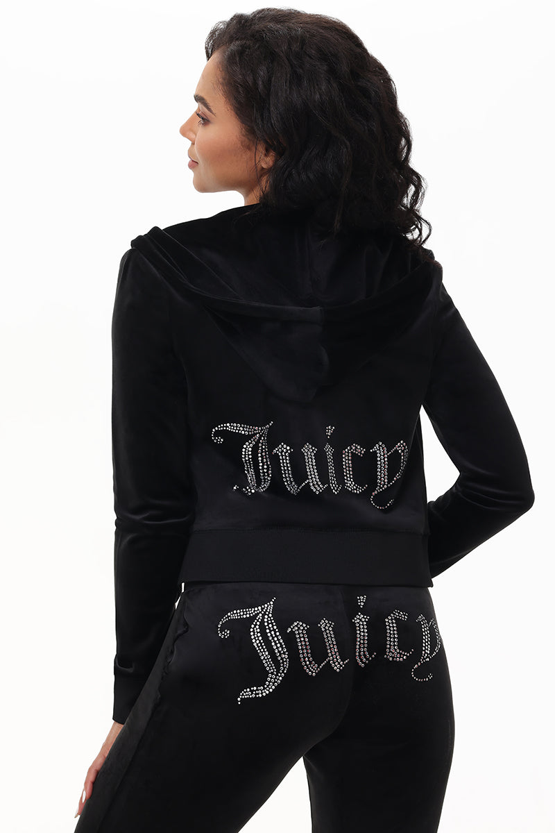 Custom Initial OG Big Bling Velour Hoodie - Image 2