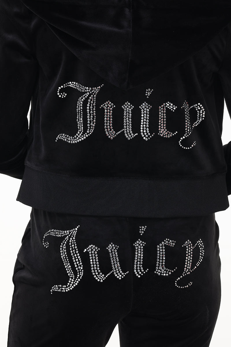 Custom Initial OG Big Bling Velour Hoodie - Image 3