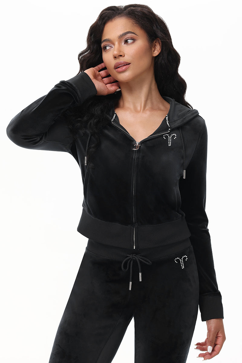 Custom Zodiac OG Big Bling Velour Hoodie - Image 4