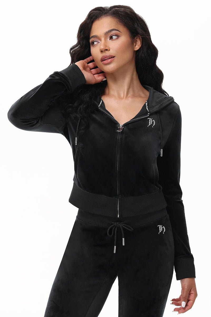 Custom Initial OG Big Bling Velour Hoodie - Image 10