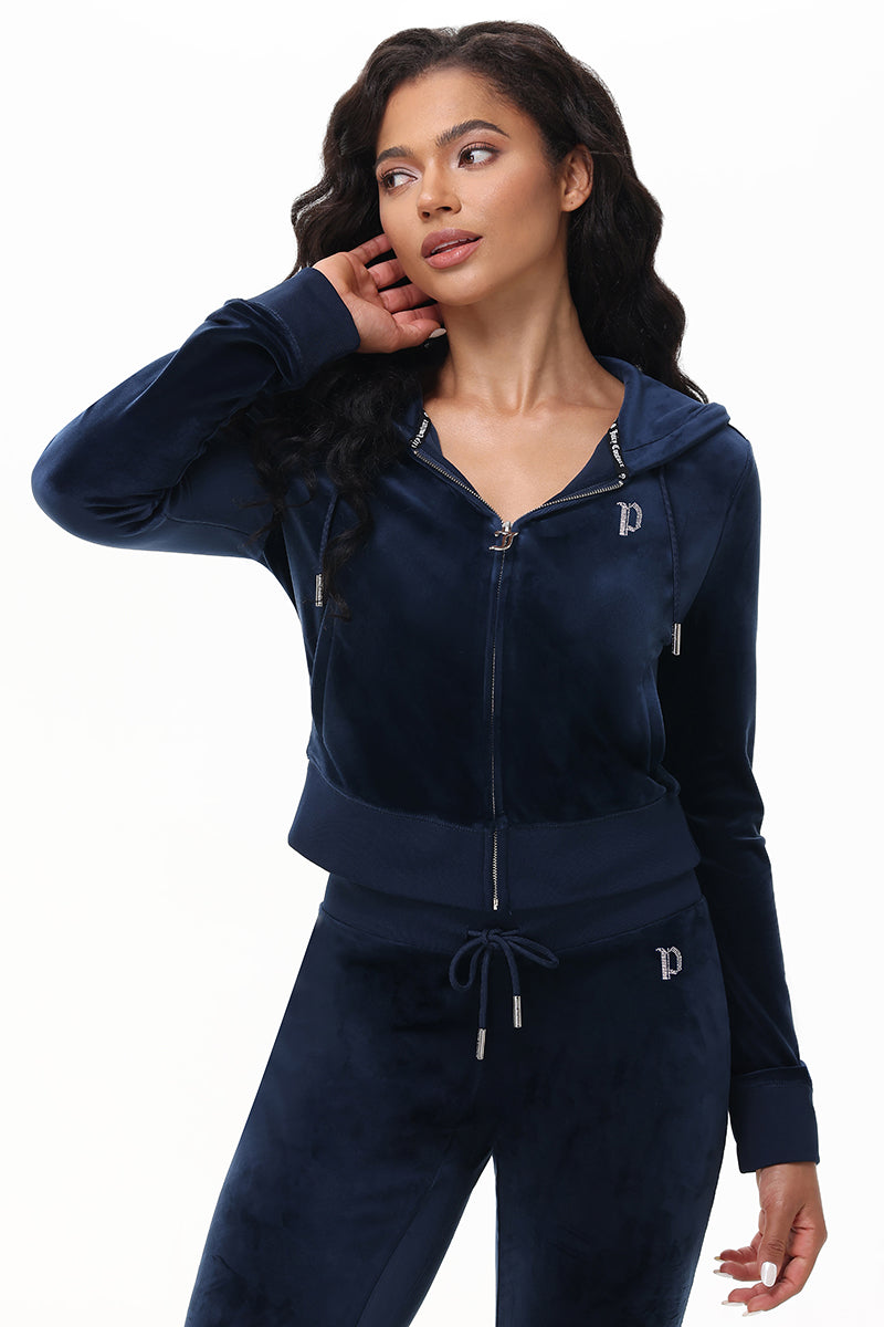 Custom Initial OG Big Bling Velour Hoodie - Image 18