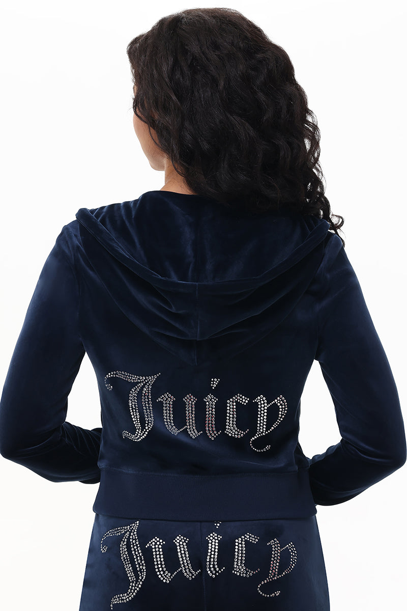 Custom Initial OG Big Bling Velour Hoodie - Image 2