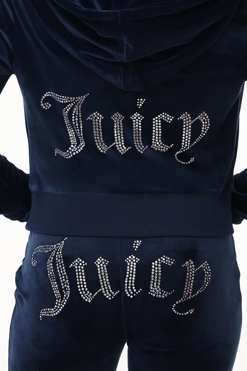 Custom Initial OG Big Bling Velour Hoodie - Image 3