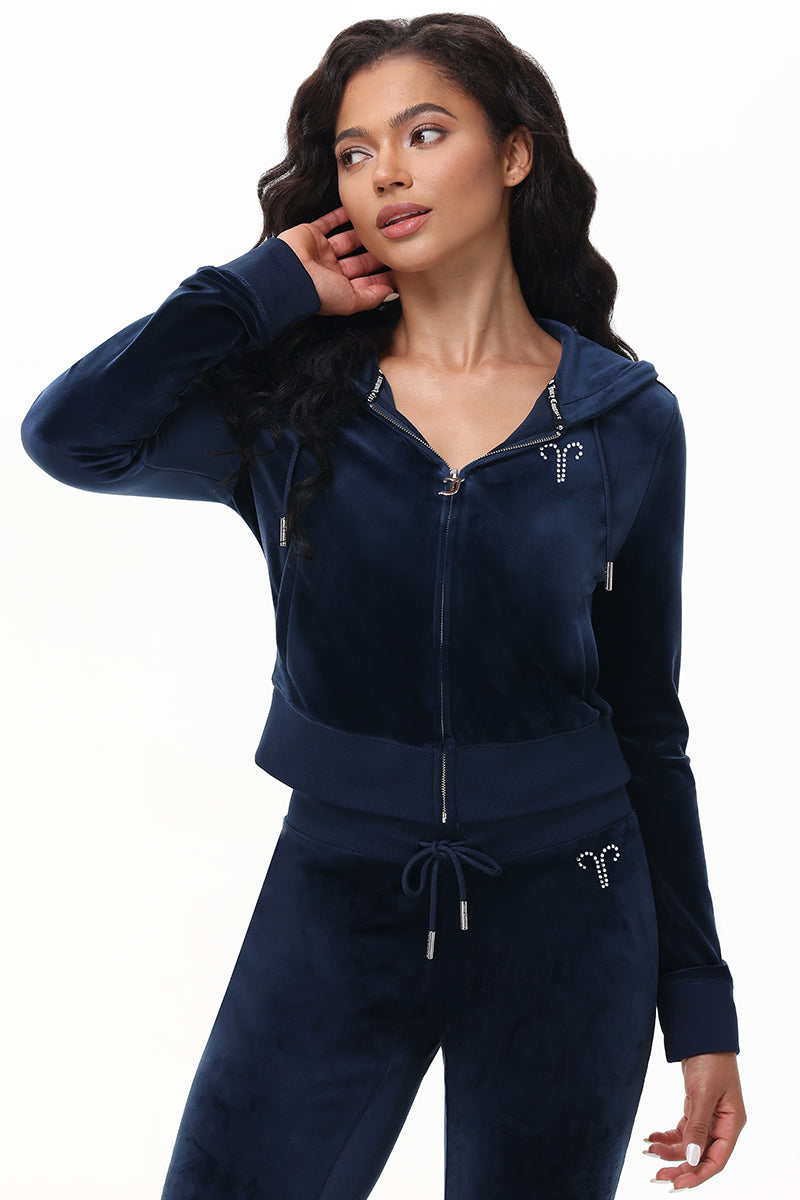 Custom Zodiac OG Big Bling Velour Hoodie - Image 4
