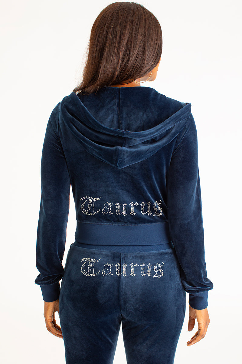 Taurus Customizable Big Bling Velour Hoodie - Image 3