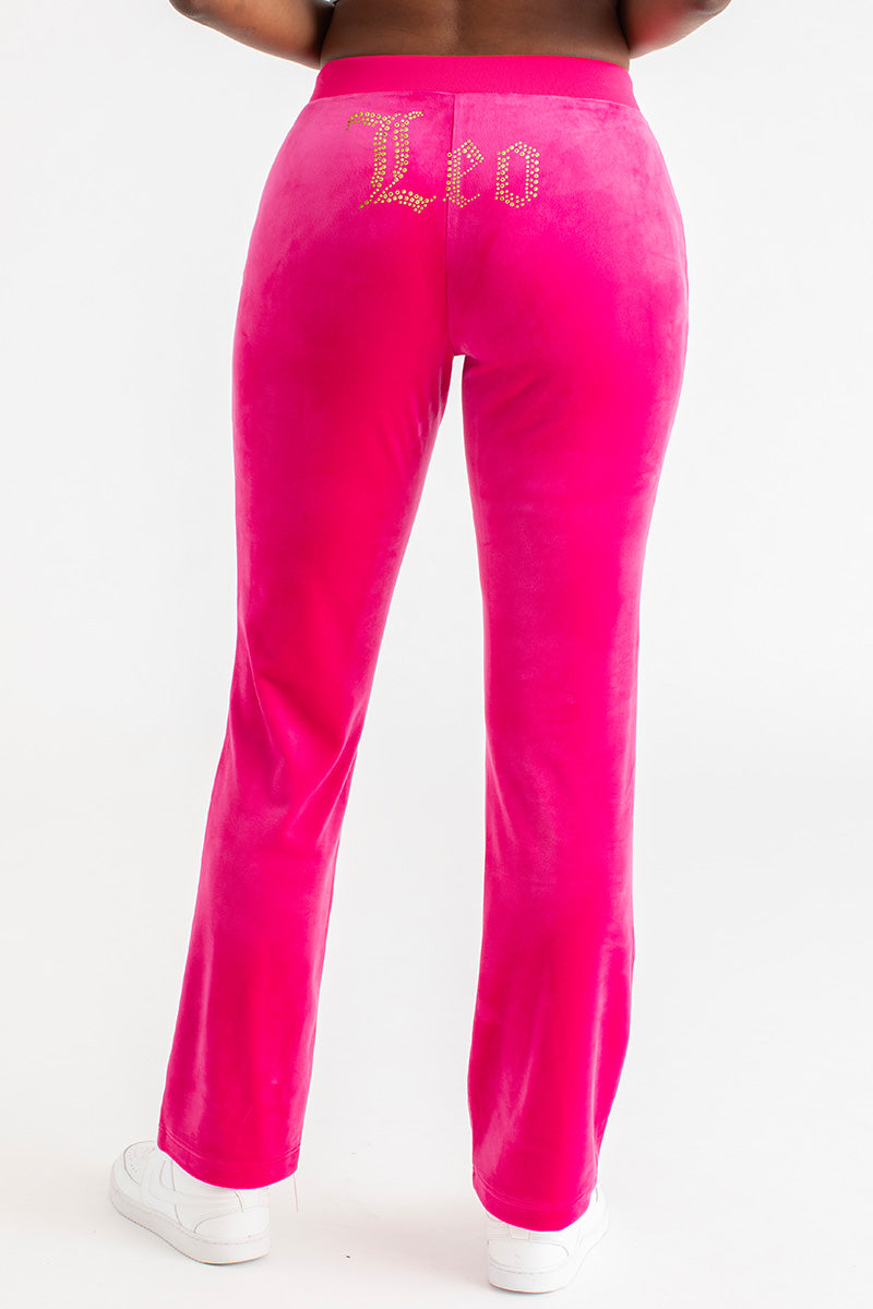 Leo Customizable Big Bling Velour Track Pants - Image 3