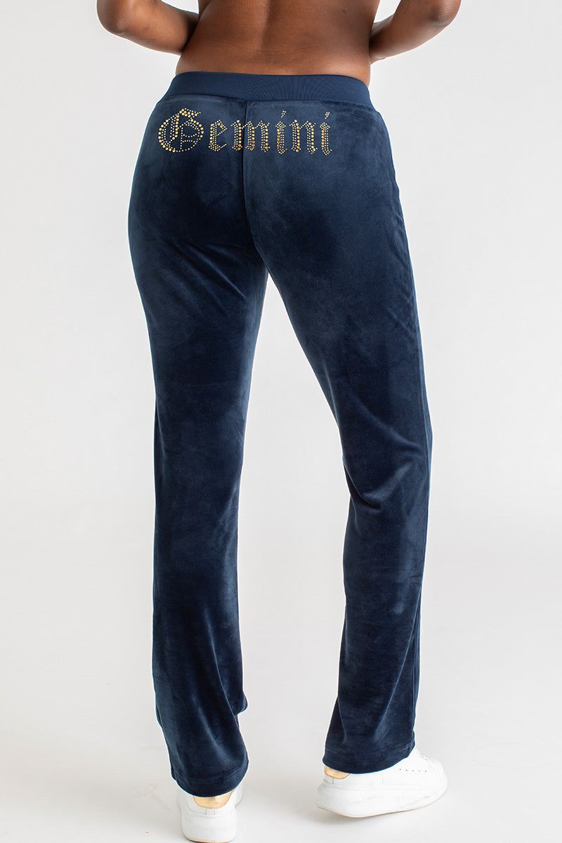 Gemini Customizable Big Bling Velour Track Pants - Image 3