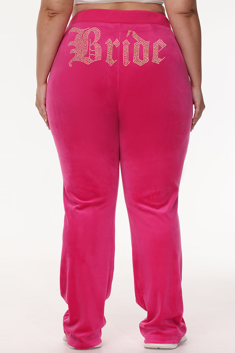 Bride Customizable Big Bling Velour Track Pants - Image 9