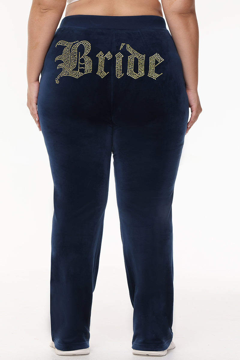 Bride Customizable Big Bling Velour Track Pants - Image 7