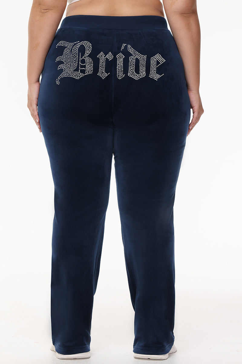 Bride Customizable Big Bling Velour Track Pants - Image 9