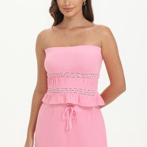 Towel Terry Lace Trim Tube Top