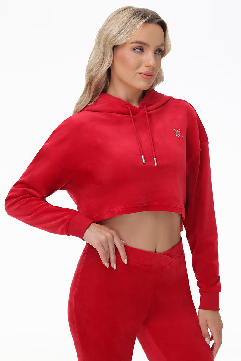 Big Bling High Low Cropped Hoodie - Image 3