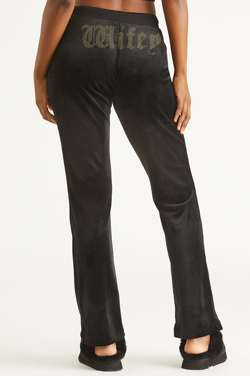 Wifey Customizable Big Bling Velour Track Pants