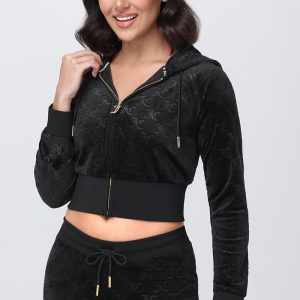 Embossed Velour Corset Hoodie