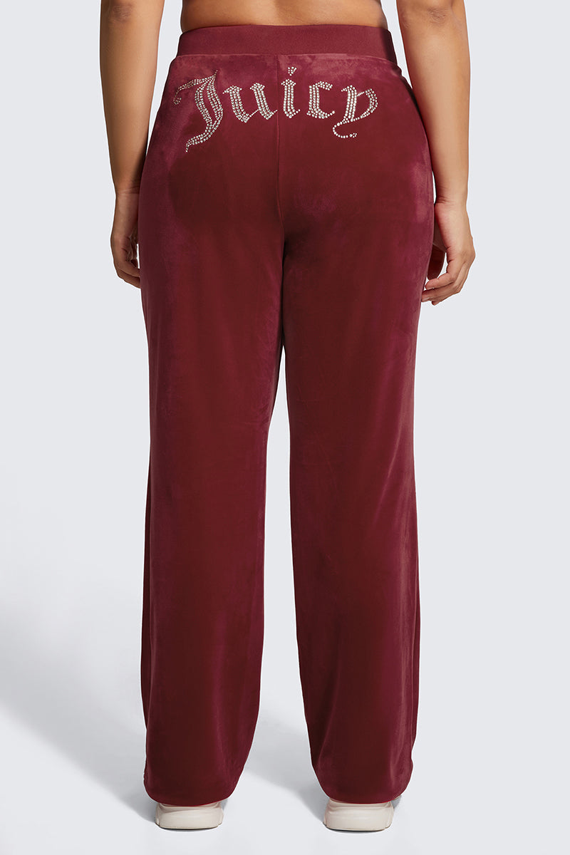 Plus-Size OG Big Bling Velour Track Pants