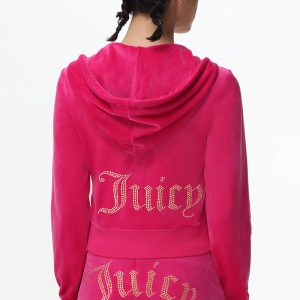 Technicolor Customizable Big Bling Velour Hoodie