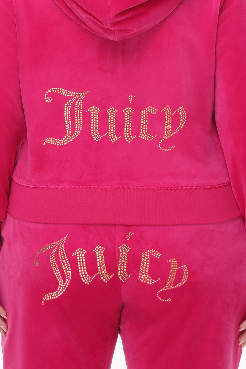 Plus-Size Technicolor Customizable Big Bling Velour Hoodie - Image 2