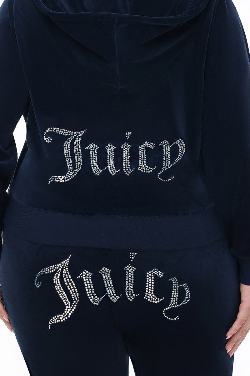 Plus-Size Technicolor Customizable Big Bling Velour Hoodie - Image 2