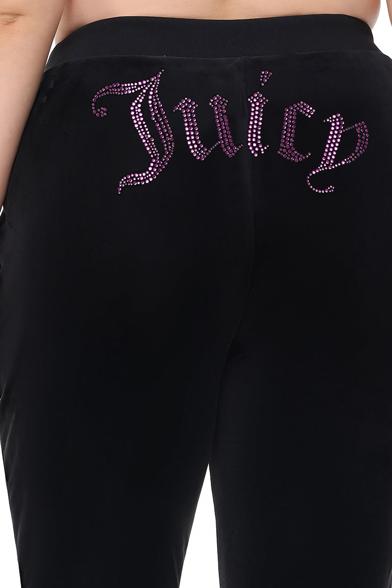 Plus-Size Technicolor Customizable Big Bling Velour Track Pants - Image 2