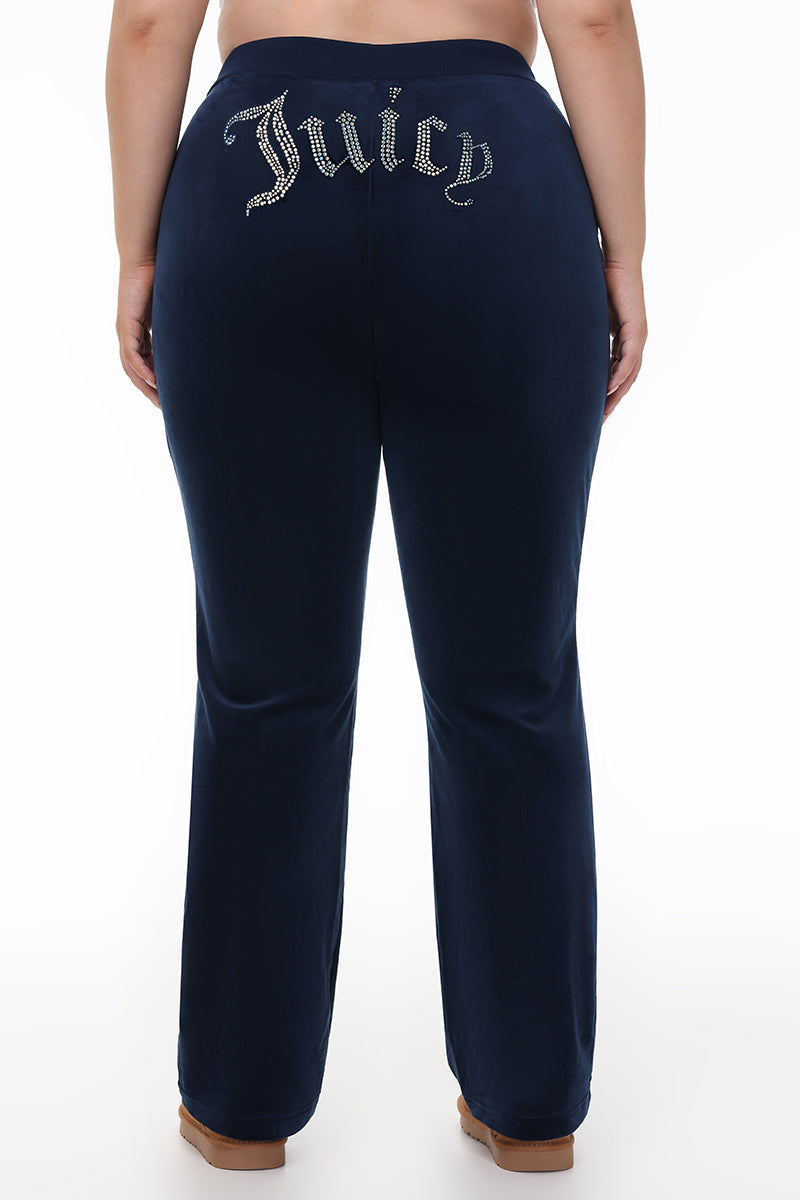 Plus-Size Technicolor Customizable Big Bling Velour Track Pants