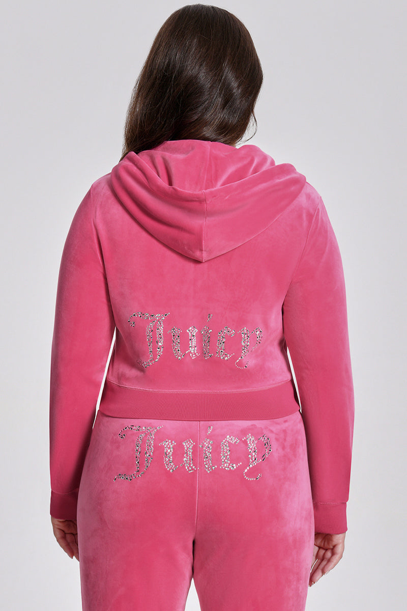 Plus-Size Angel Couture Big Bling Velour Hoodie - Image 2