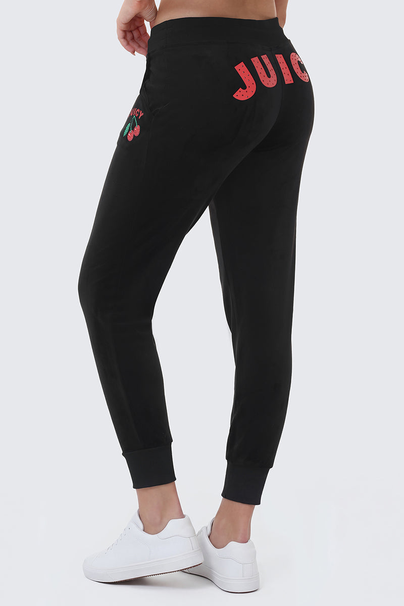 Cherry Bling Velour Jogger - Image 2