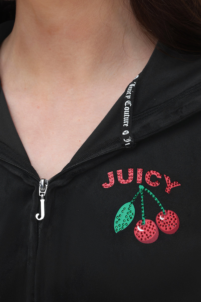 Cherry Bling Velour Hoodie - Image 6