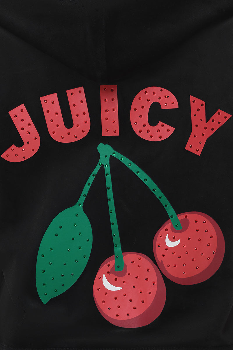 Cherry Bling Velour Hoodie - Image 5