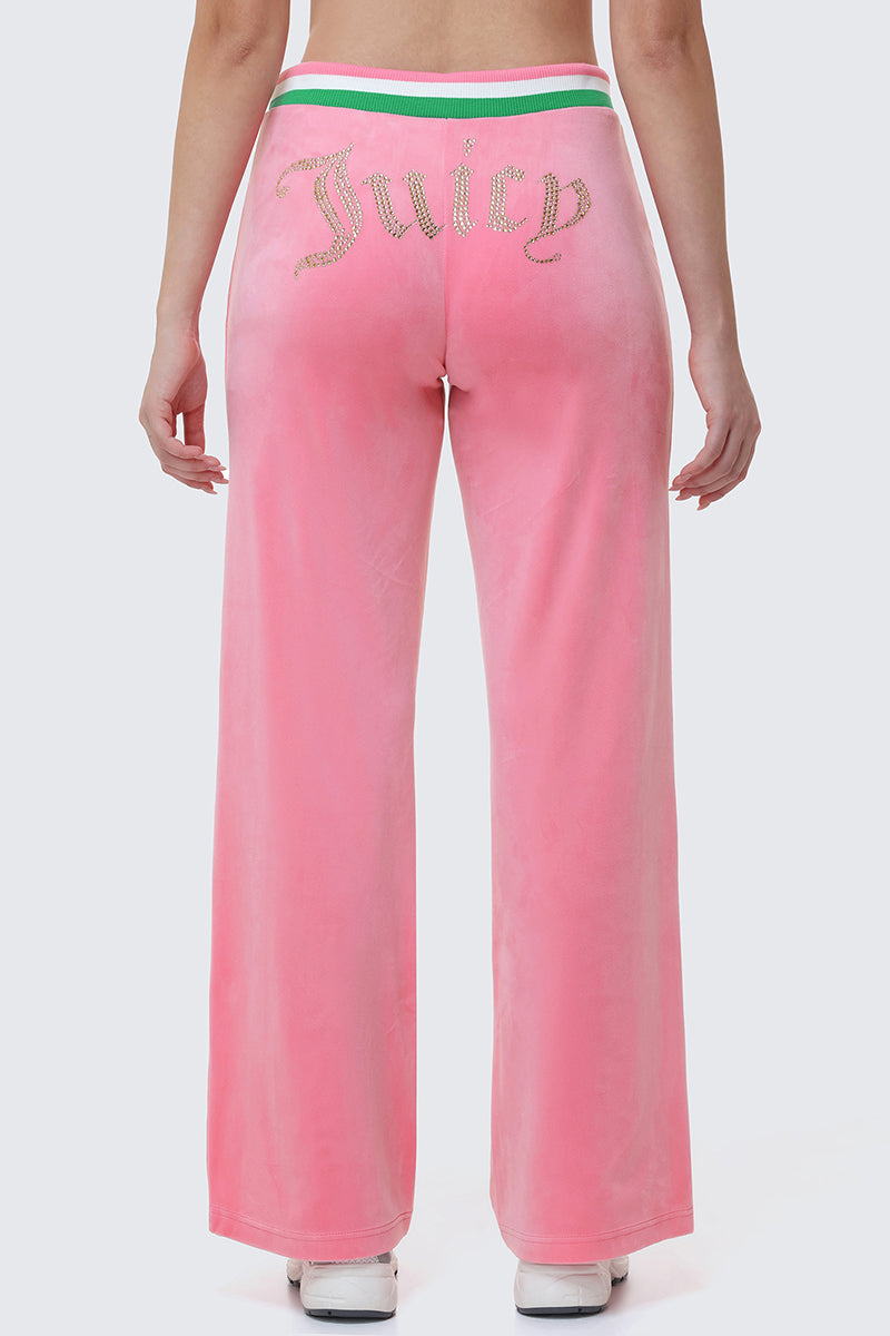 Heritage Stripe Bling Velour Track Pants