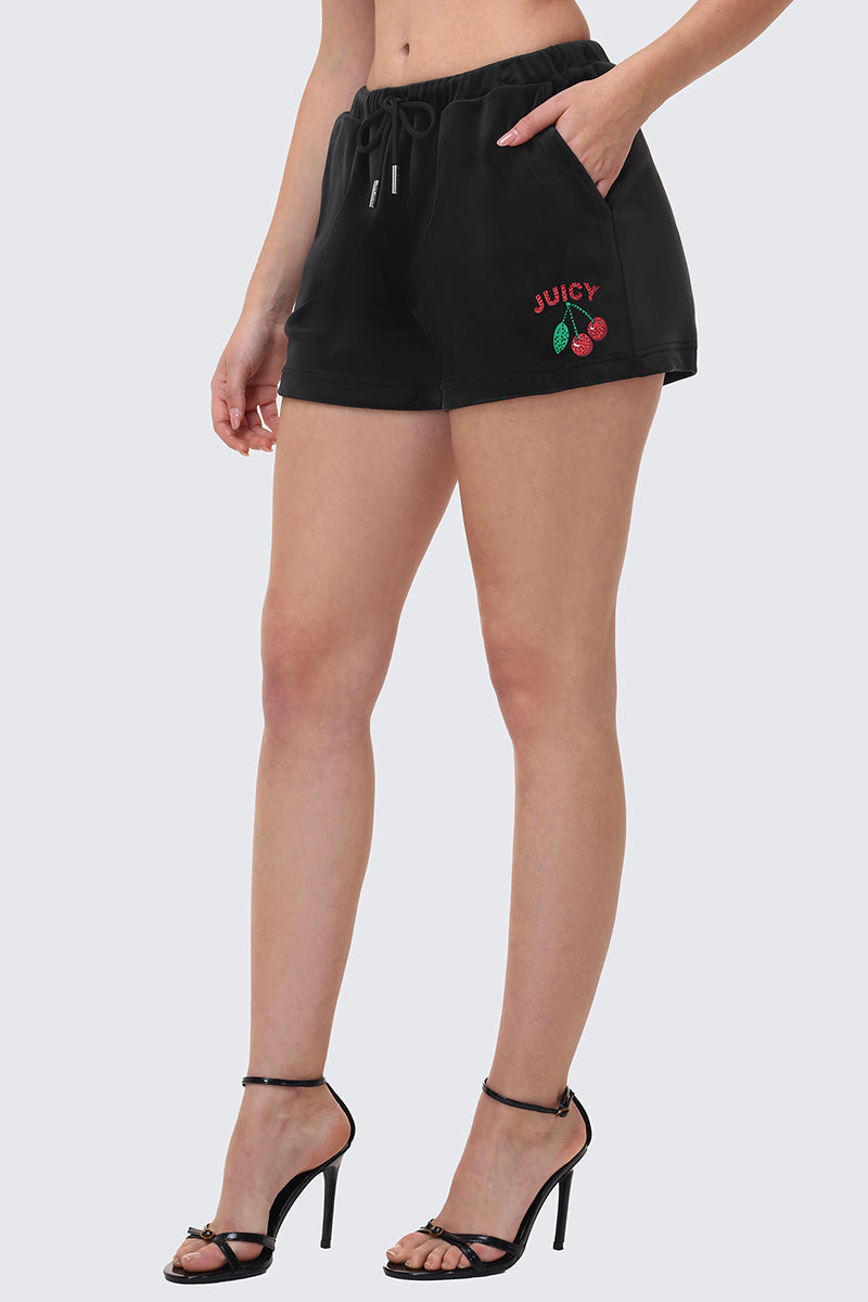 Cherry Bling Velour Shorts - Image 7