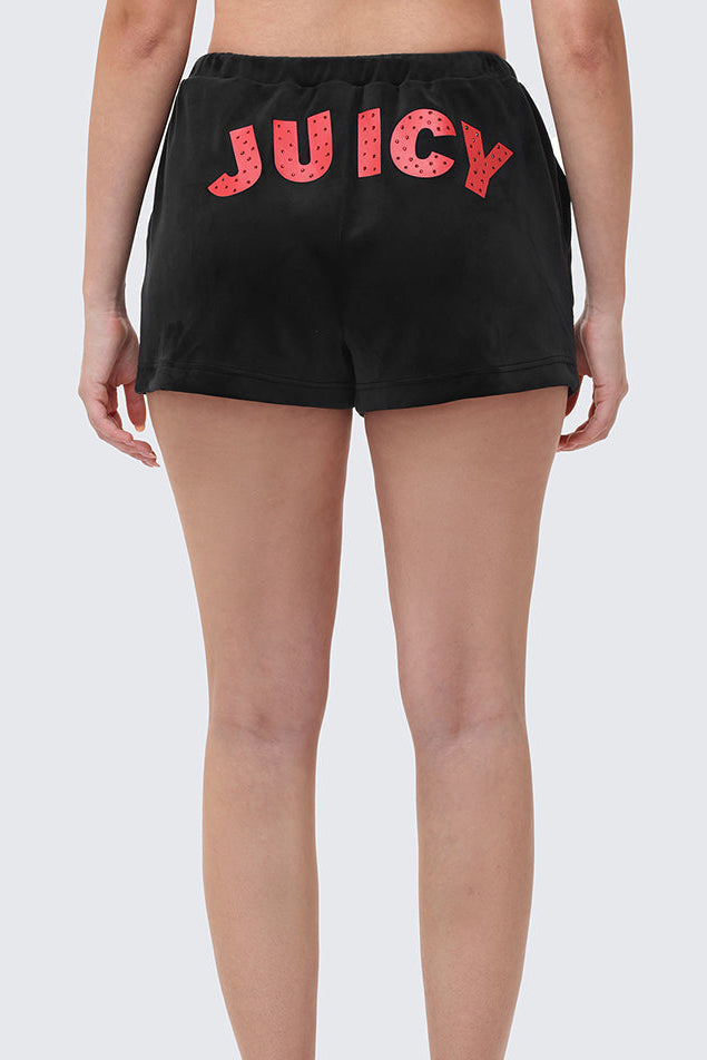 Cherry Bling Velour Shorts