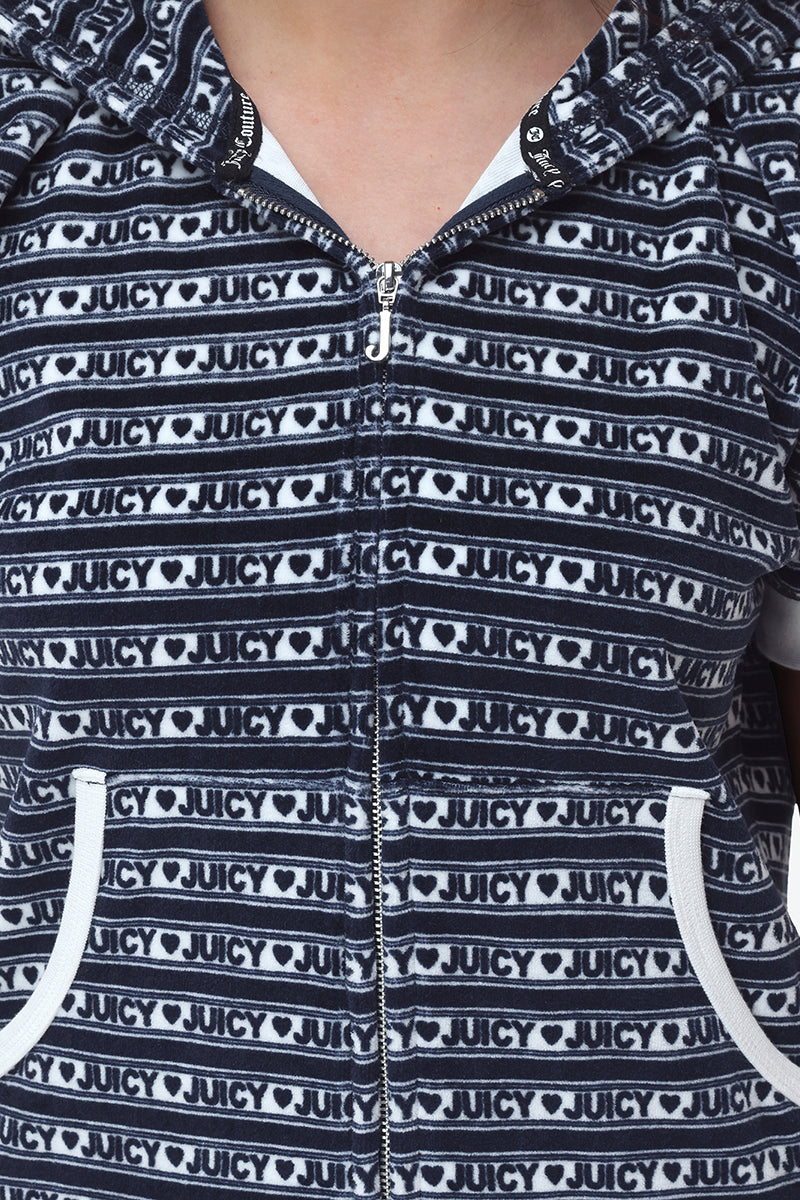 Logo Stripe Short Sleeve Zip Hoodie - Image 4
