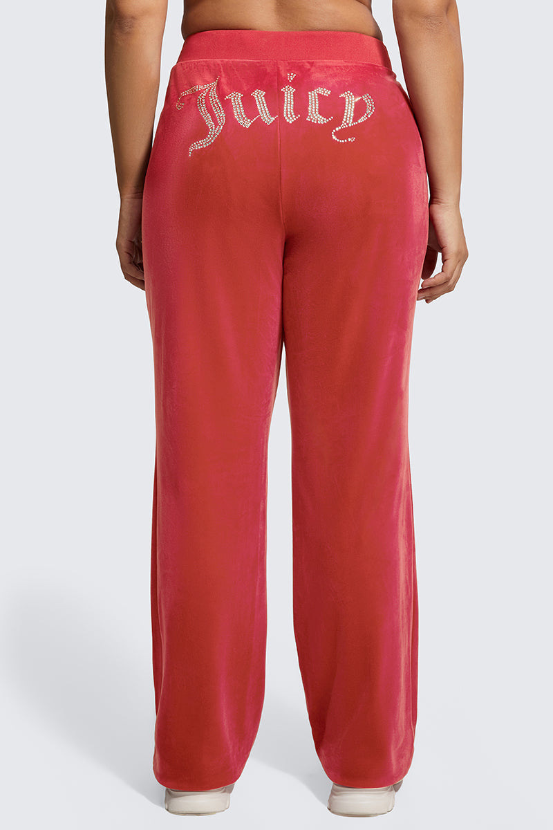 Plus-Size OG Big Bling Velour Track Pants