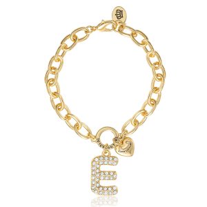 Pavé Initial Charm Bracelet. Letter E