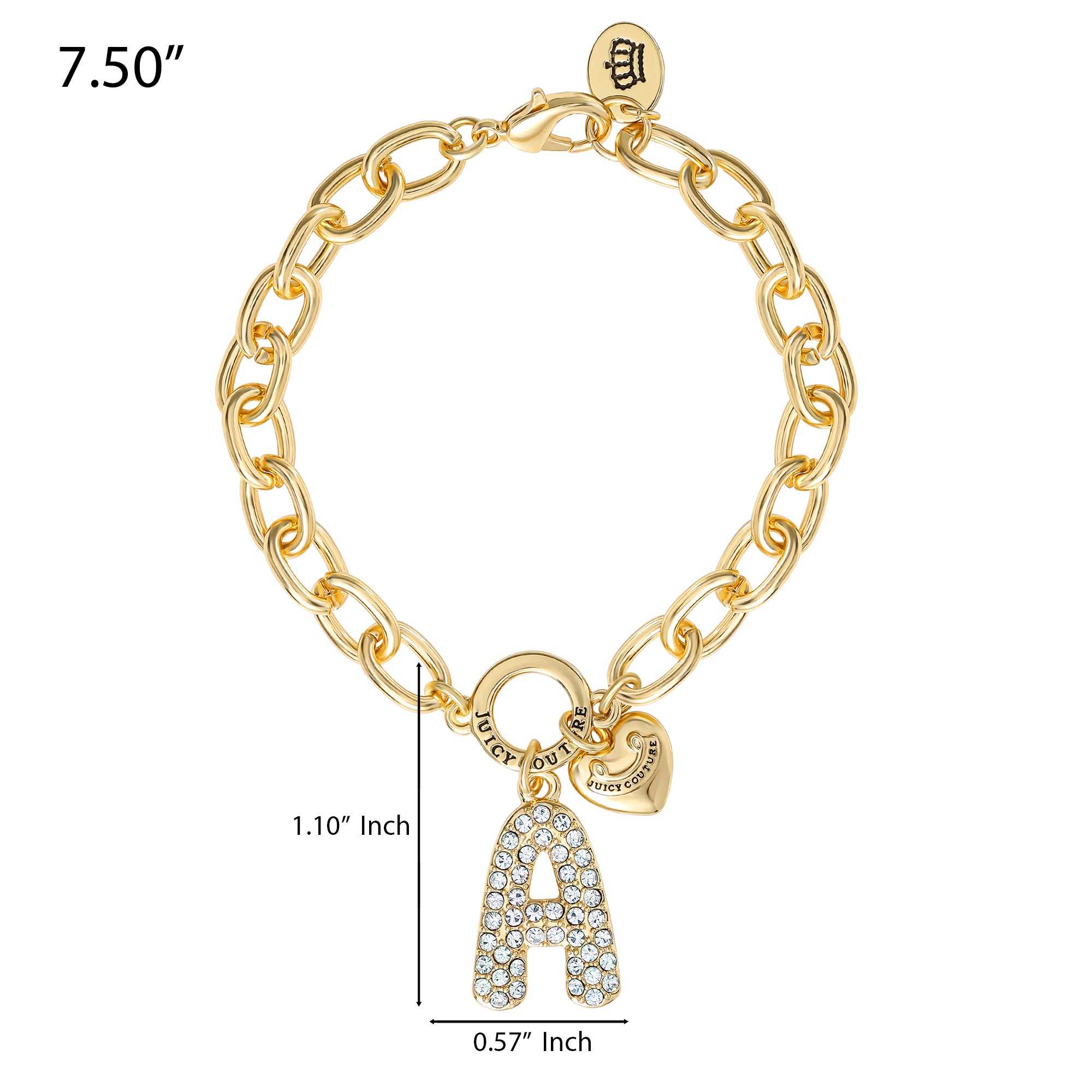 Pavé Initial Charm Bracelet. Letter A - Image 3