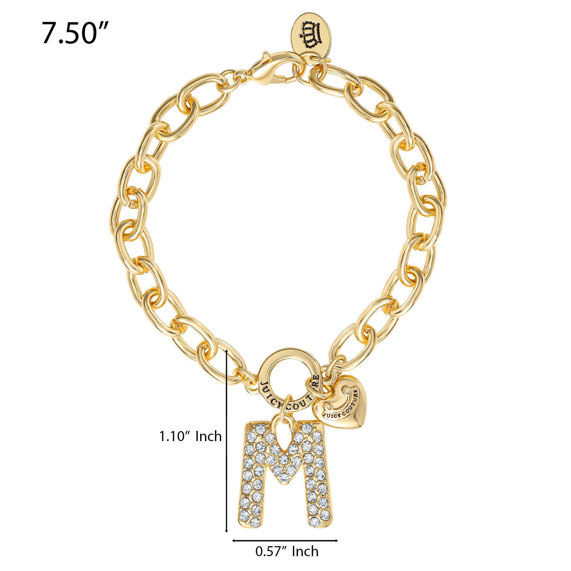 Pavé Initial Charm Bracelet. Letter M - Image 3