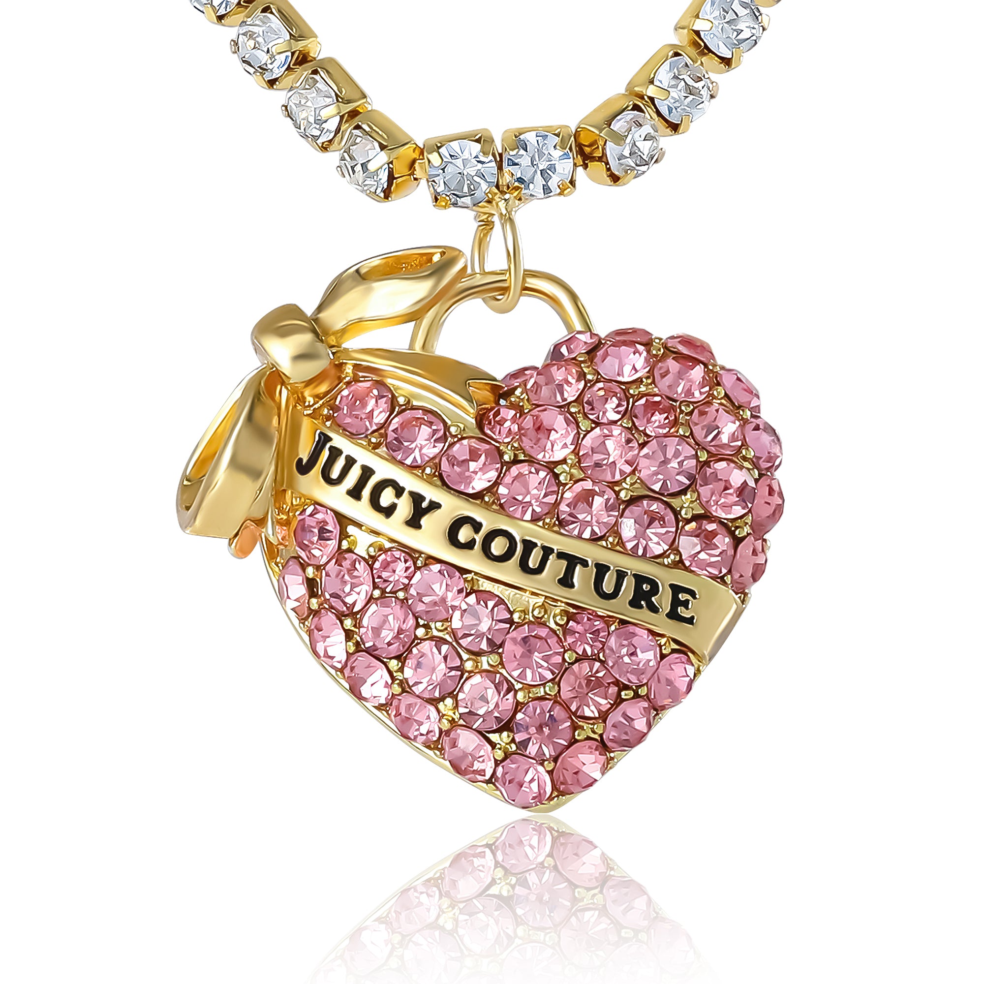 Pink Pavé Heart Pendant Necklace - Image 4