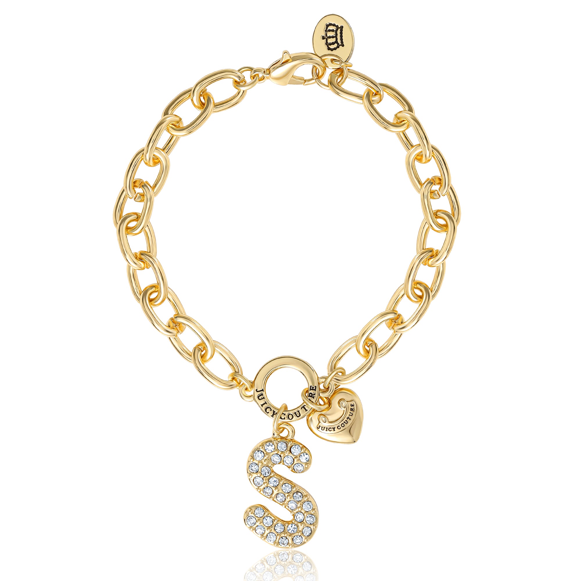 Pavé Initial Charm Bracelet. Letter S