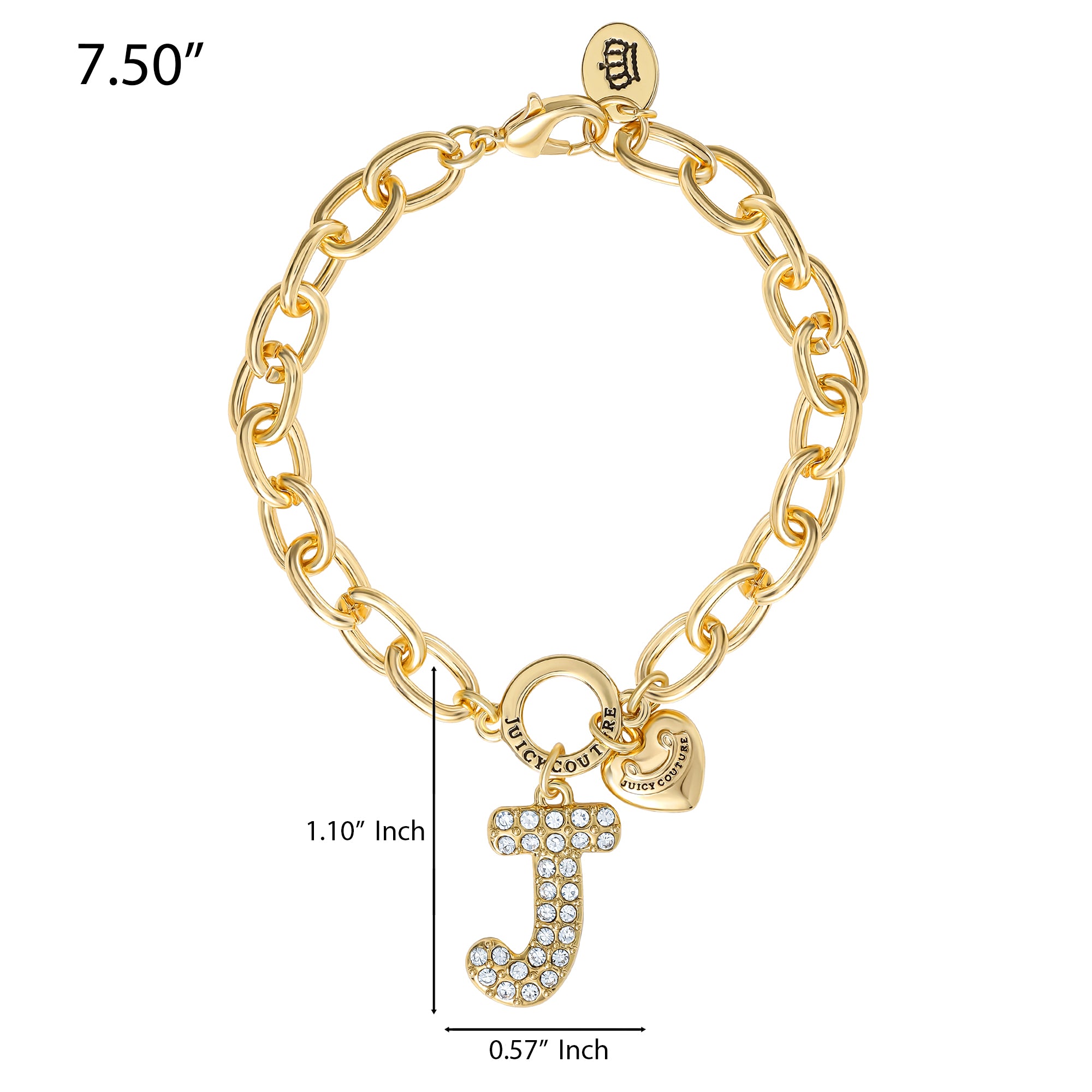 Pavé Initial Charm Bracelet. Letter J - Image 2