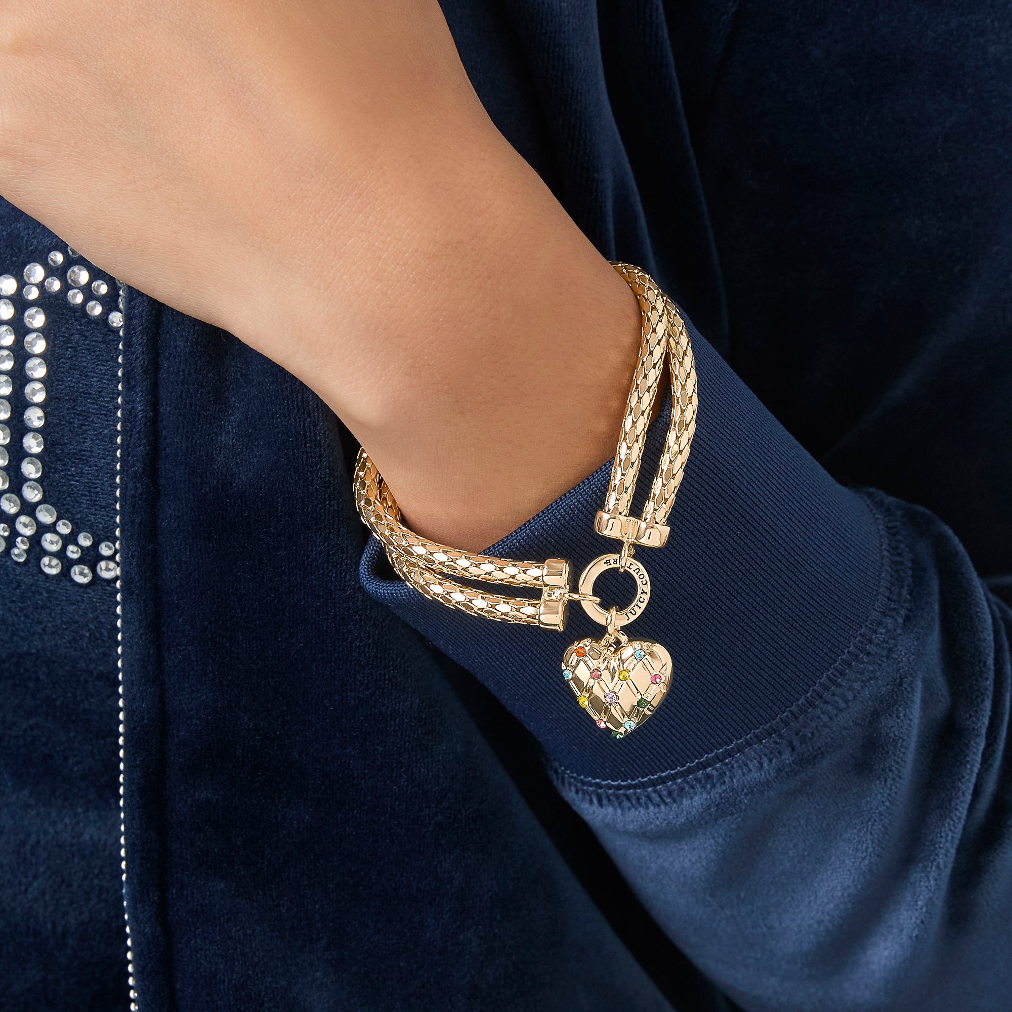 Double Chain Heart Padlock Bracelet - Image 2