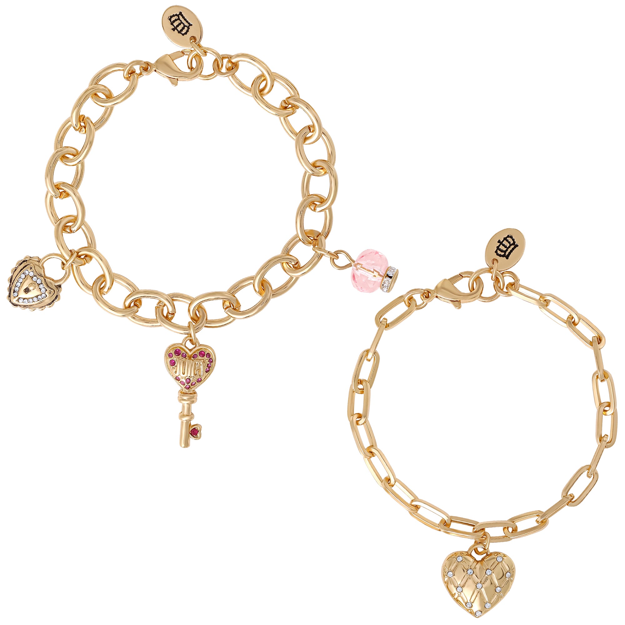 Charm Bracelet Set with Heart and Key Charms
