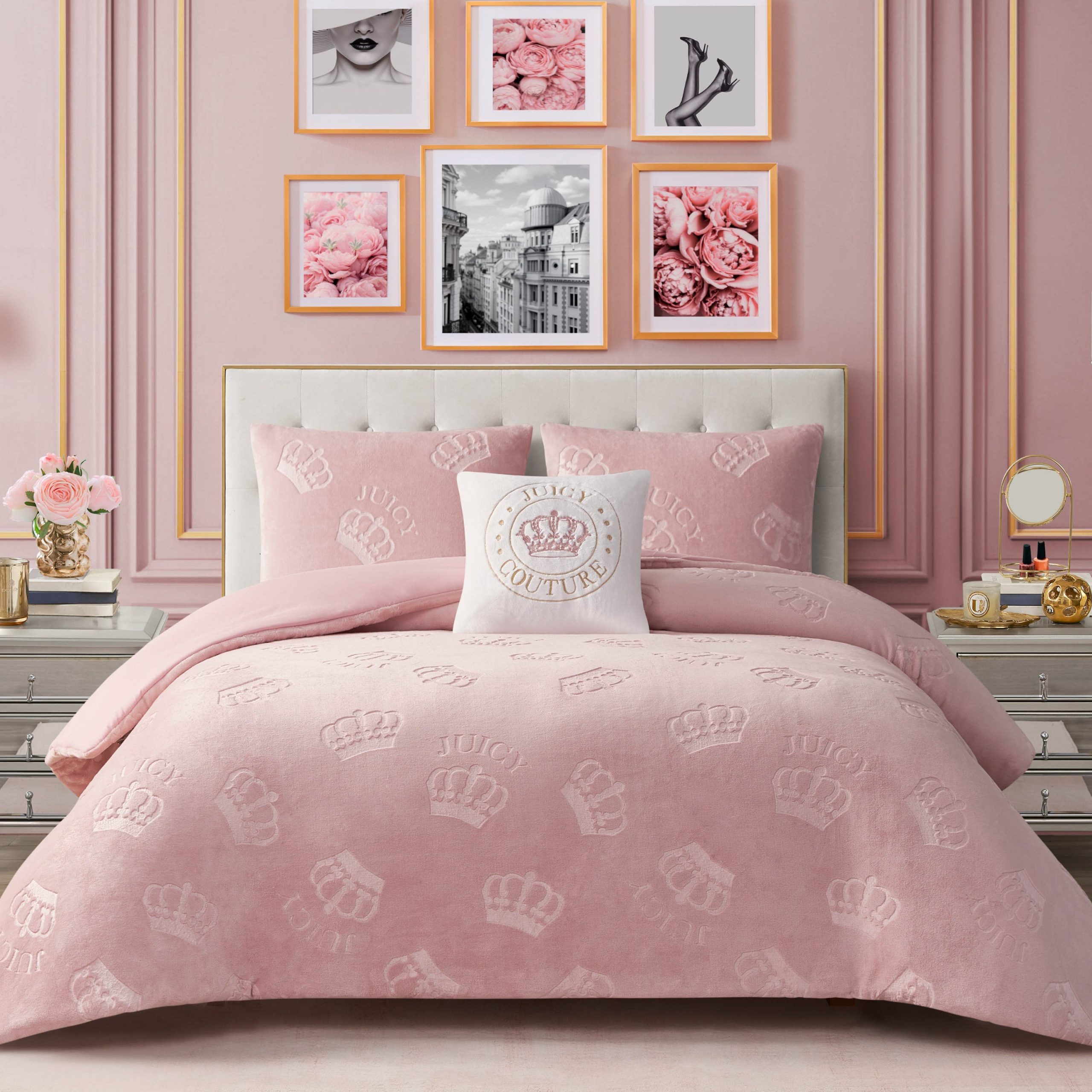 Embossed Plush Crown Comforter Set