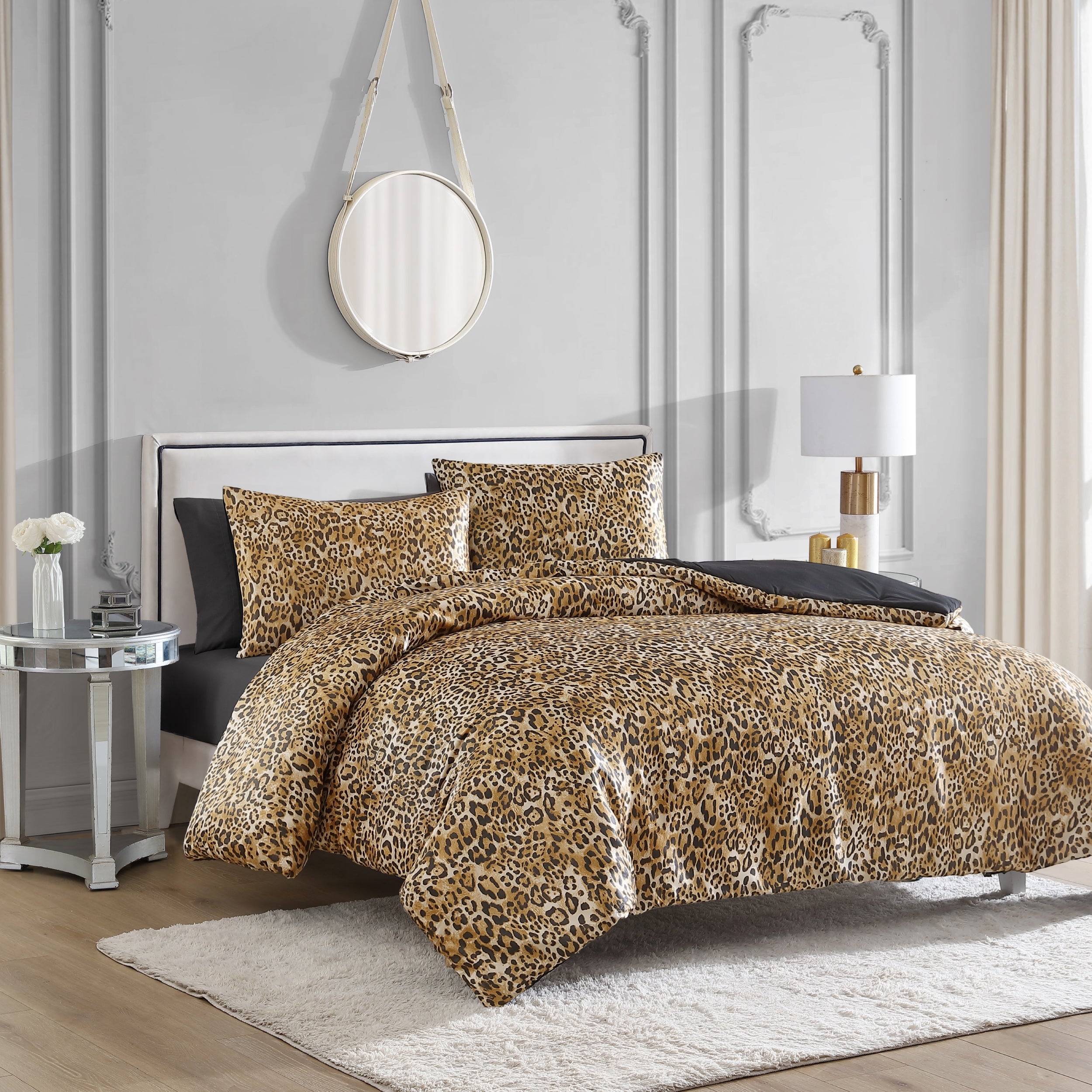 Monica Leopard Satin Reversible Comforter Set - Image 2