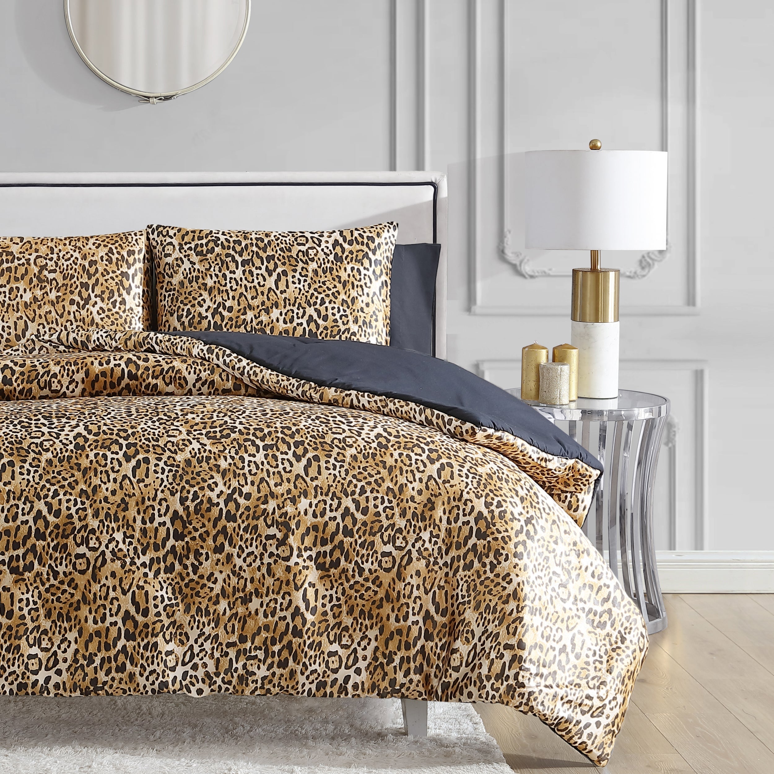 Monica Leopard Satin Reversible Comforter Set - Image 3