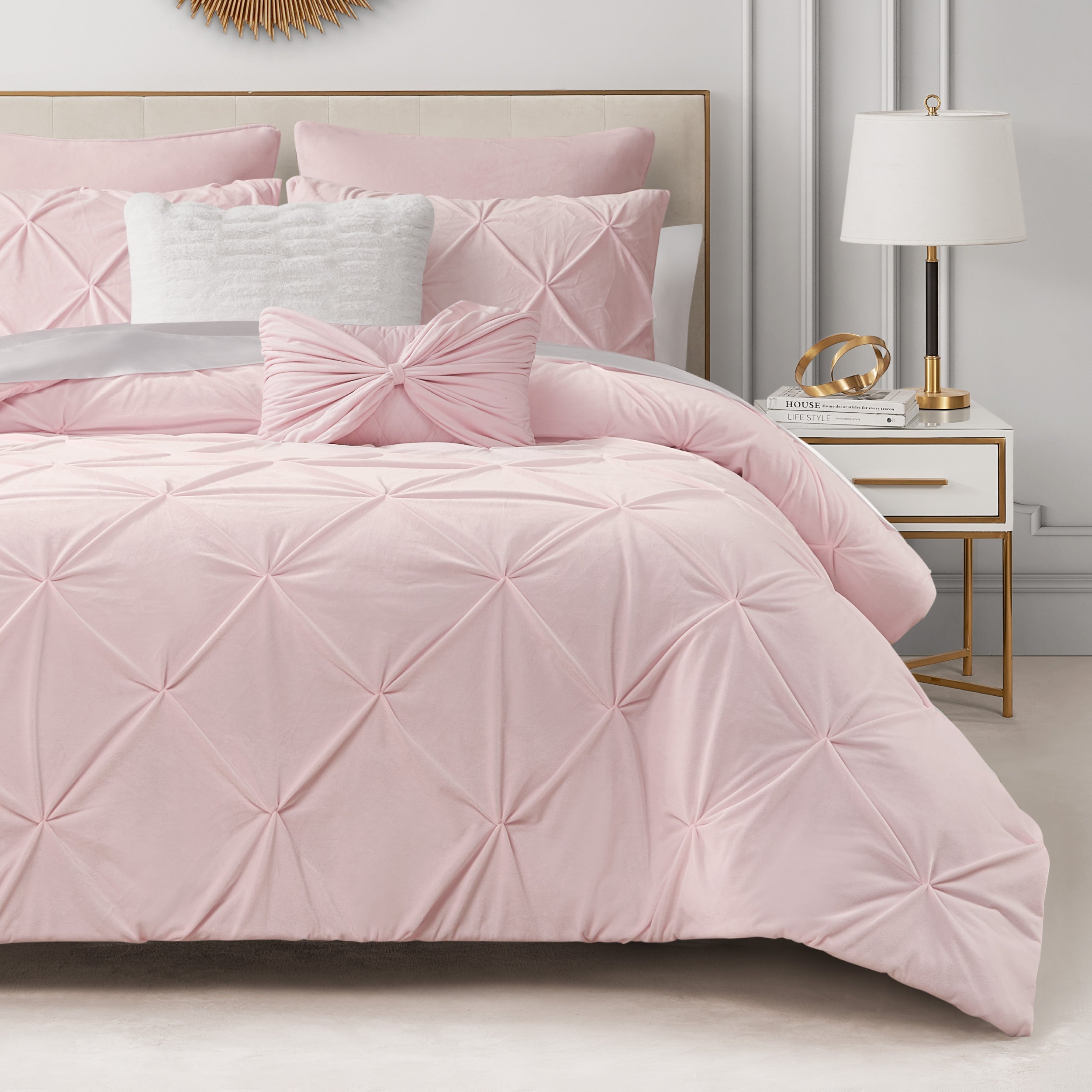 Kiss Pleat Micromink Comforter Set With Decorative Pillows - Image 3
