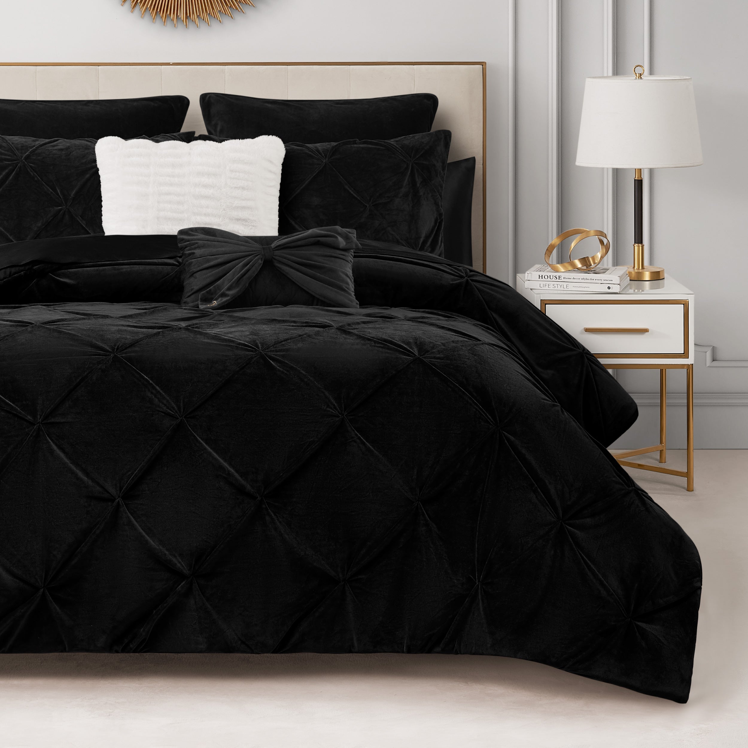 Kiss Pleat Micromink Comforter Set With Decorative Pillows - Image 3
