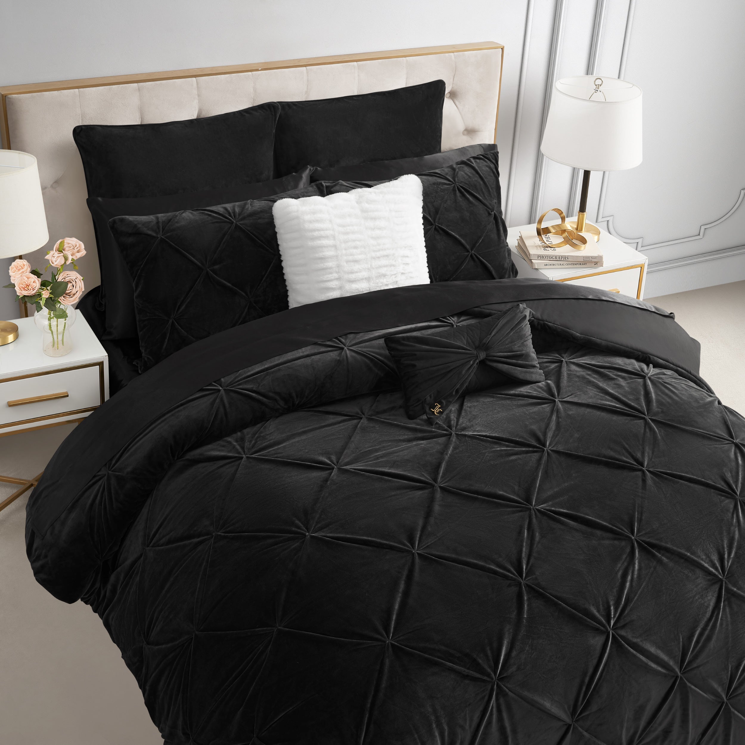 Kiss Pleat Micromink Comforter Set With Decorative Pillows - Image 2
