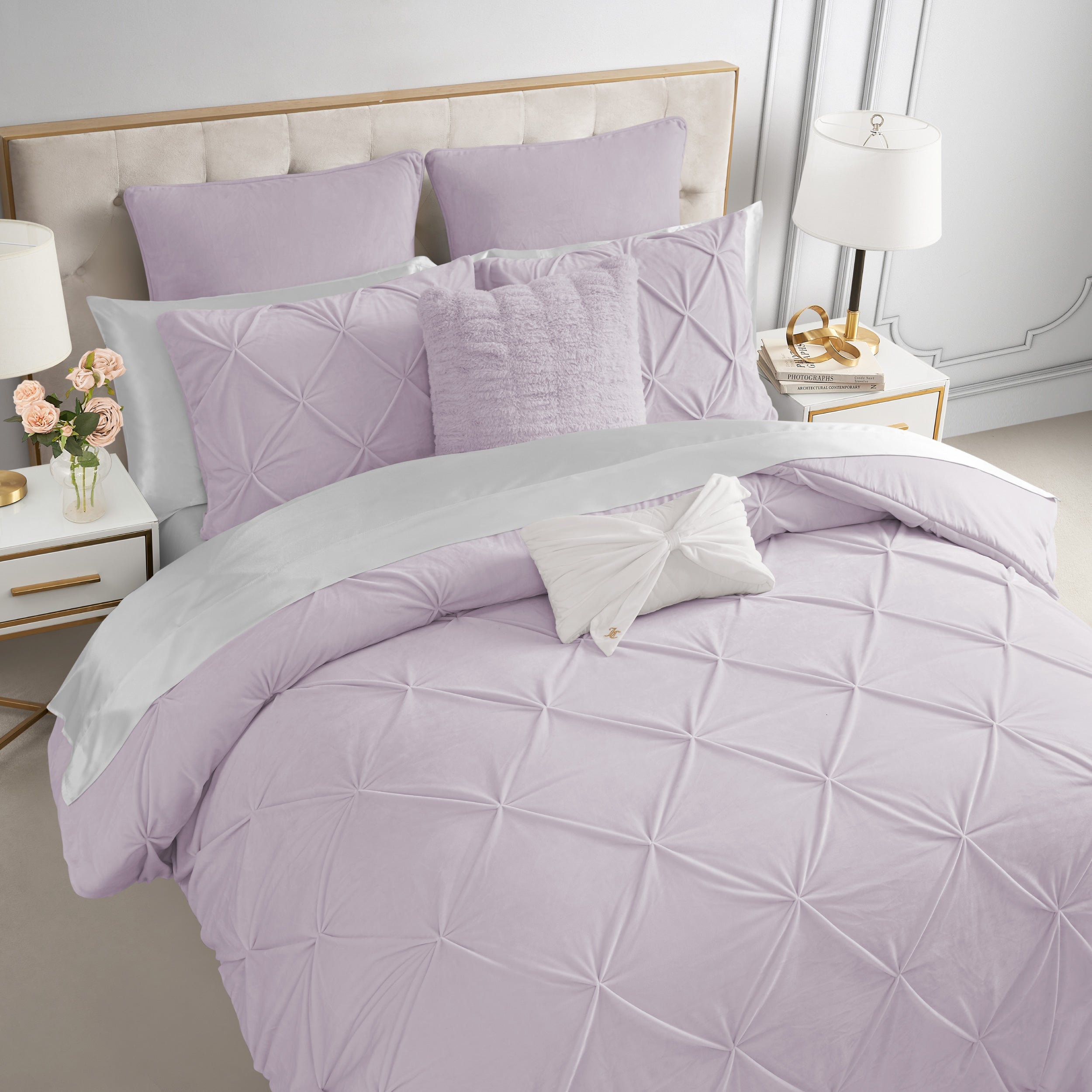 Kiss Pleat Micromink Comforter Set With Decorative Pillows - Image 2